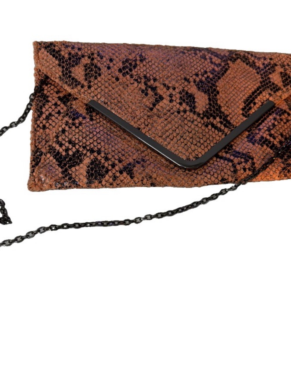 Y2k Vtg Snake-Print Brown Envelope Crossbody Bag